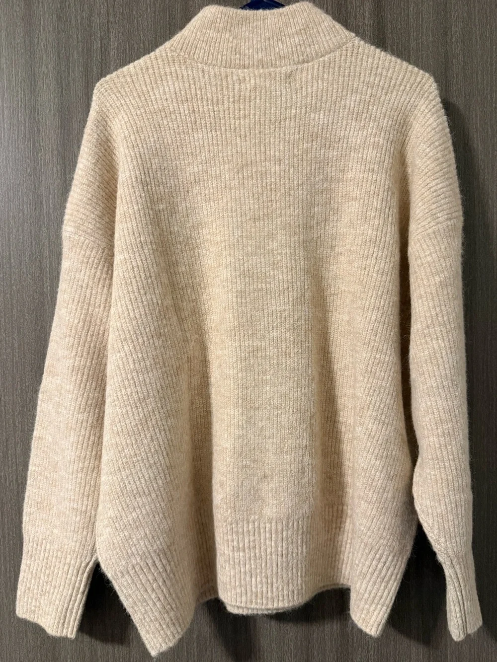 Lands' End UNISEX Cream Zip-Neck Pullover Sweater